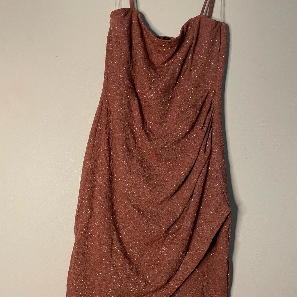Windsor Sparkle Wrapped Mini Dress, Pink, Size Large